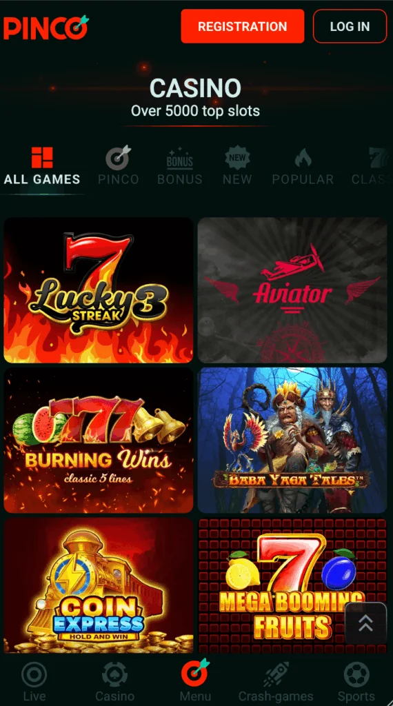 mobile casino Pinko